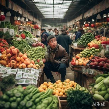 梦中菜市场,人民币堆积