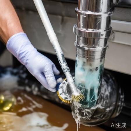 长毛刷轻刷油污,保护排水管