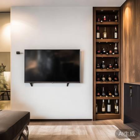 电视墙红酒柜，协调宽敞