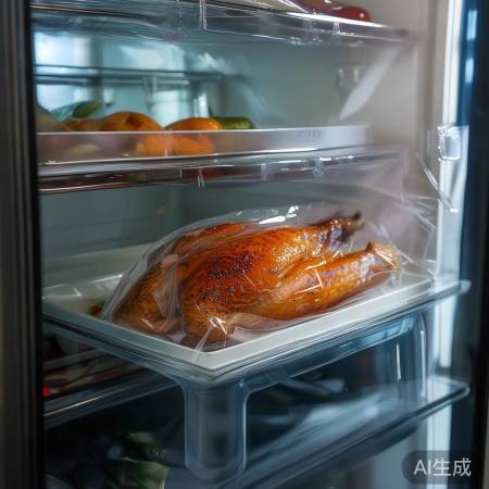 烤鸭保鲜：冷藏膜包密封