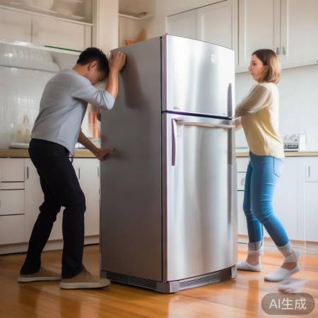 合作拖冰箱,轻拿轻放