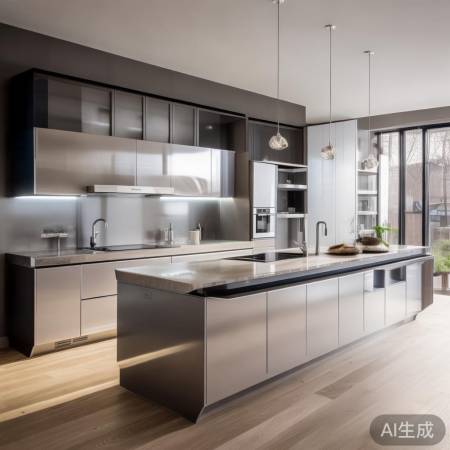 “简约银色油烟机，智能感应守护