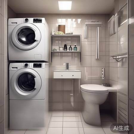 洗衣机抬高洗手台,空间大变身