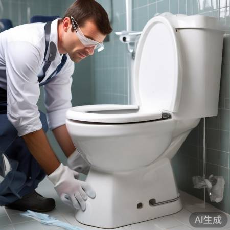 马桶安装步骤：涂硅胶，对准排水