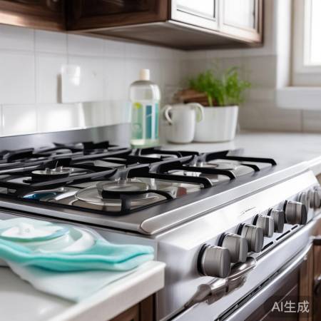 “燃气灶清洁法：软布蘸混合液擦